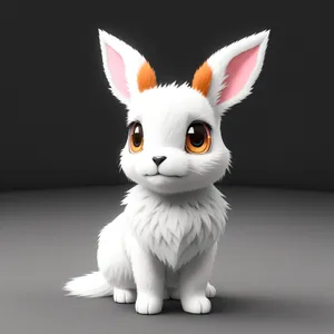 Cute Bunny Sitting with Fluffy Ears