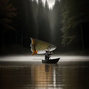 Water Reflections with Handcart at Lake