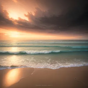 Tropical Sunset Over Beach: A Serene Evening