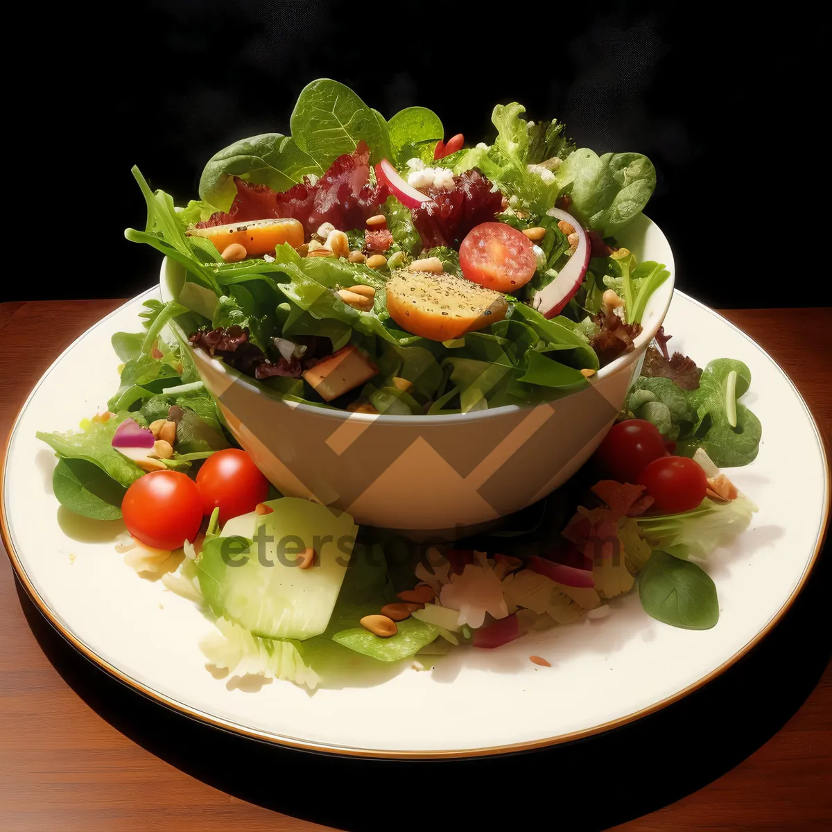 Picture of Fresh Gourmet Salad with Delicious Cheese and Vegetables