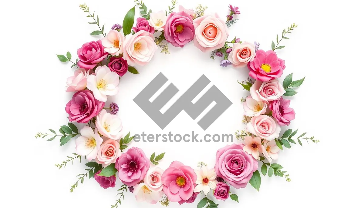 Picture of Retro floral pattern border in pink hues illustration.