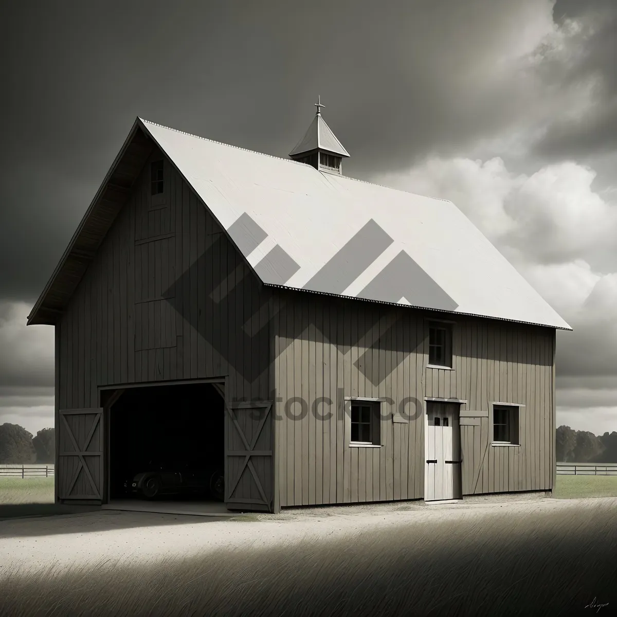 Picture of 'Rustic Farmhouse Nestled Under Open Skies'