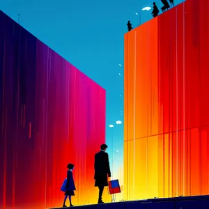 Vibrant Rainbow Curtain on Modern Theater Stage