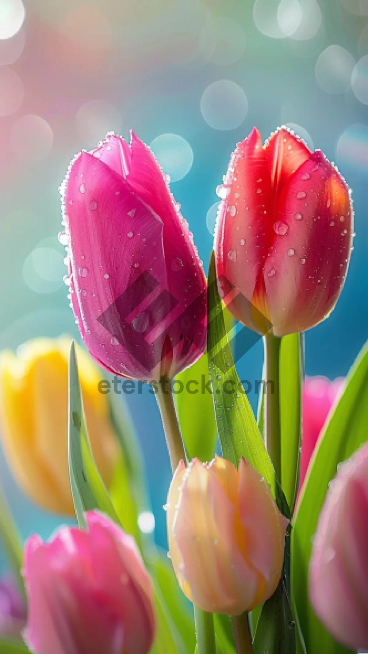 Picture of Vibrant Orange Tulip Bouquet in Spring Garden