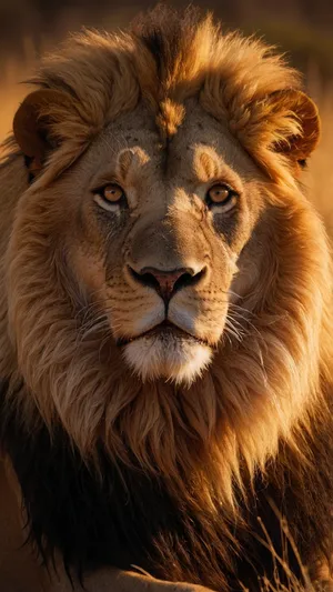 Male Lion Resting in the Wilderness Face Portrait