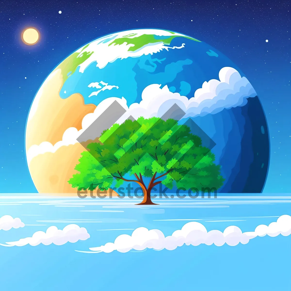 Picture of Shining Global Sphere: Vibrant Earth with Patriotic Flag