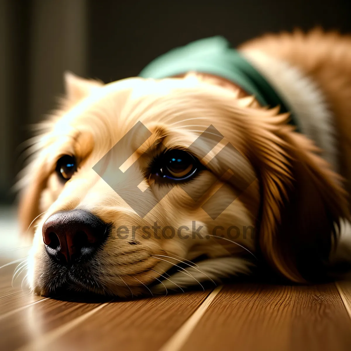 Picture of Golden Retriever Puppy with Adorable Spaniel Friend