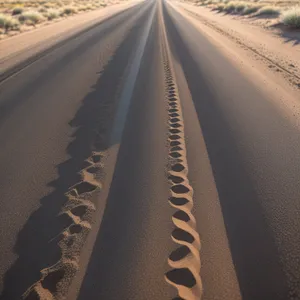 Serenity on Wheels: Tranquil Highway through Desert Landscape.