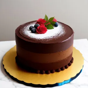 Delicious Birthday Cake with Chocolate Frosting and Fruit