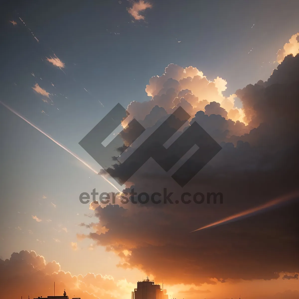 Picture of Vibrant Sunset Sky with Radiant Sun