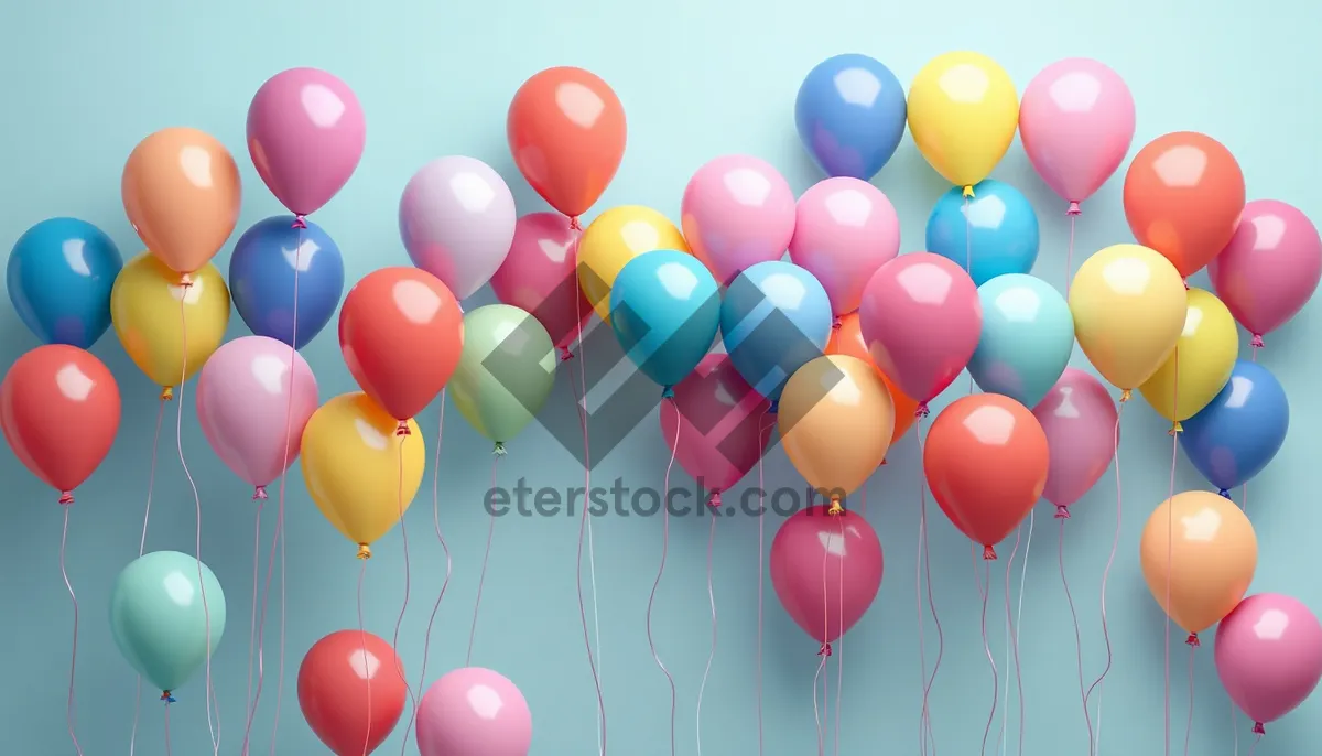 Picture of Colorful balloon decorations for festive birthday celebration.