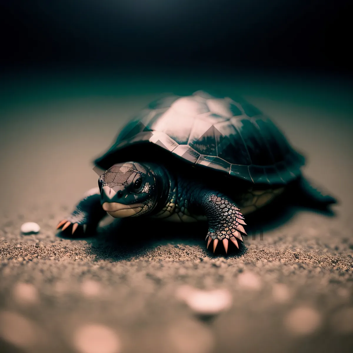 Picture of Cute Aquatic Terrapin with Hard Shell