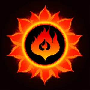 Fiery Sun Heraldry Icon in Graphic Design