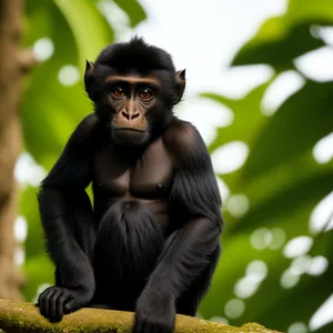 Orphaned Spider Monkey in Natural Jungle Habitat