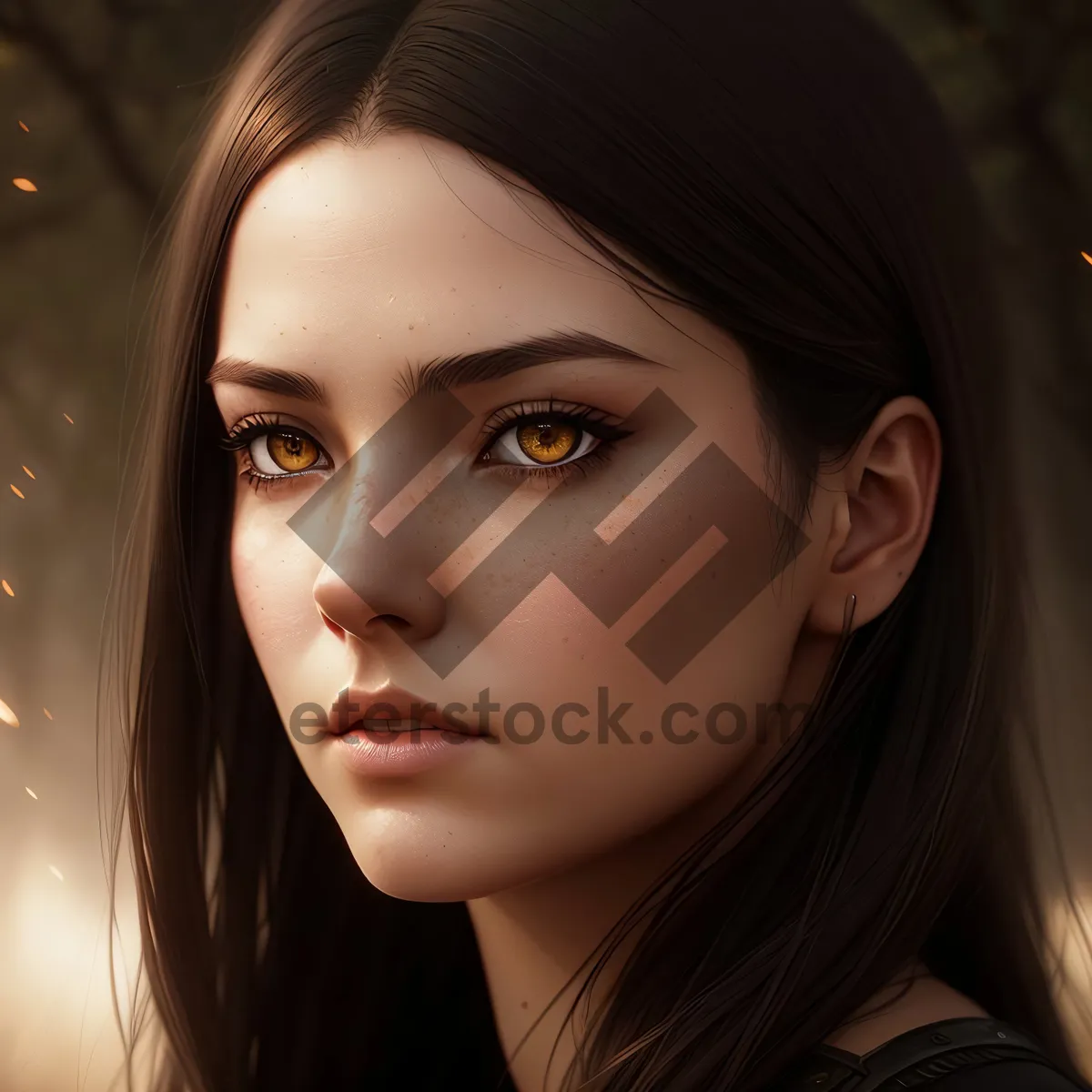 Picture of Sultry Beauty: Captivating close-up portrait of a stunning brunette model