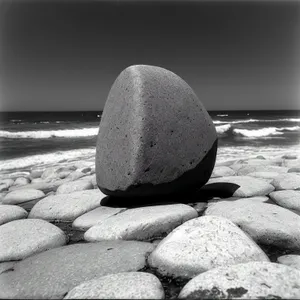 Tranquil Sea Stones on Serene Beach