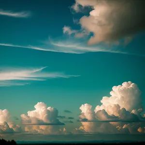 Vibrant Summer Sky with Fluffy Clouds