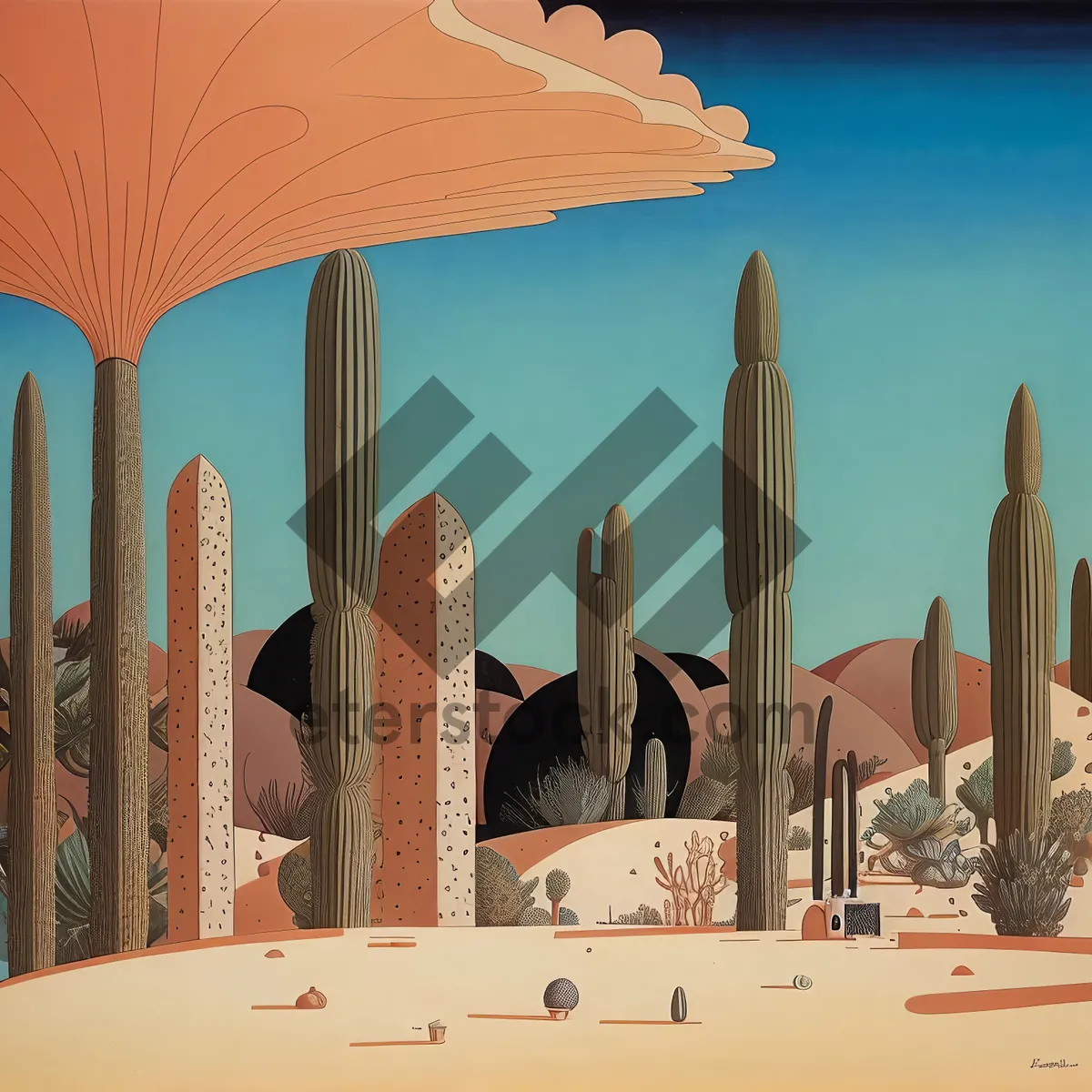 Picture of Colorful Pencil Drawing on Wooden School Fence