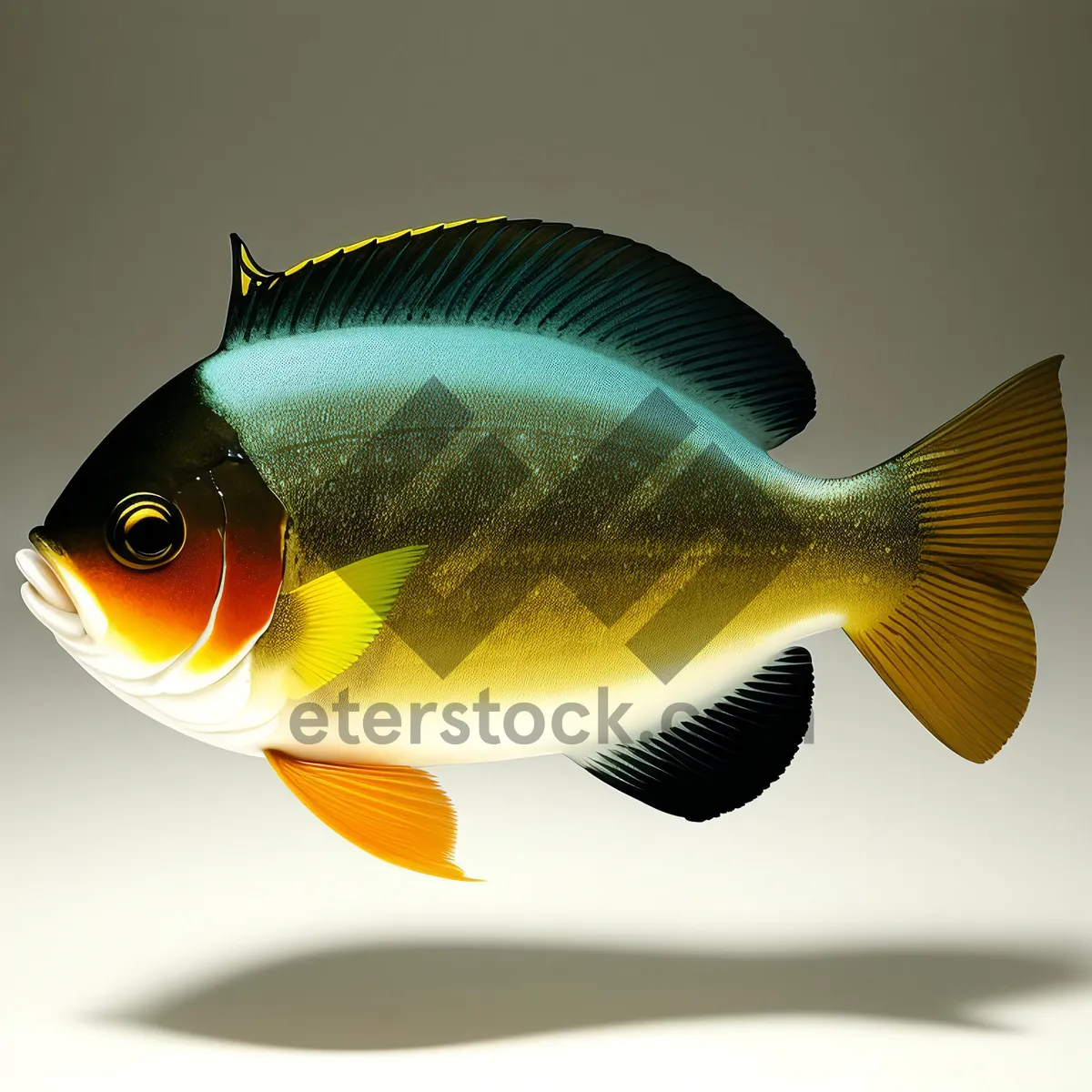 Picture of Colorful Goldfish Swimming in Aquarium Bowl