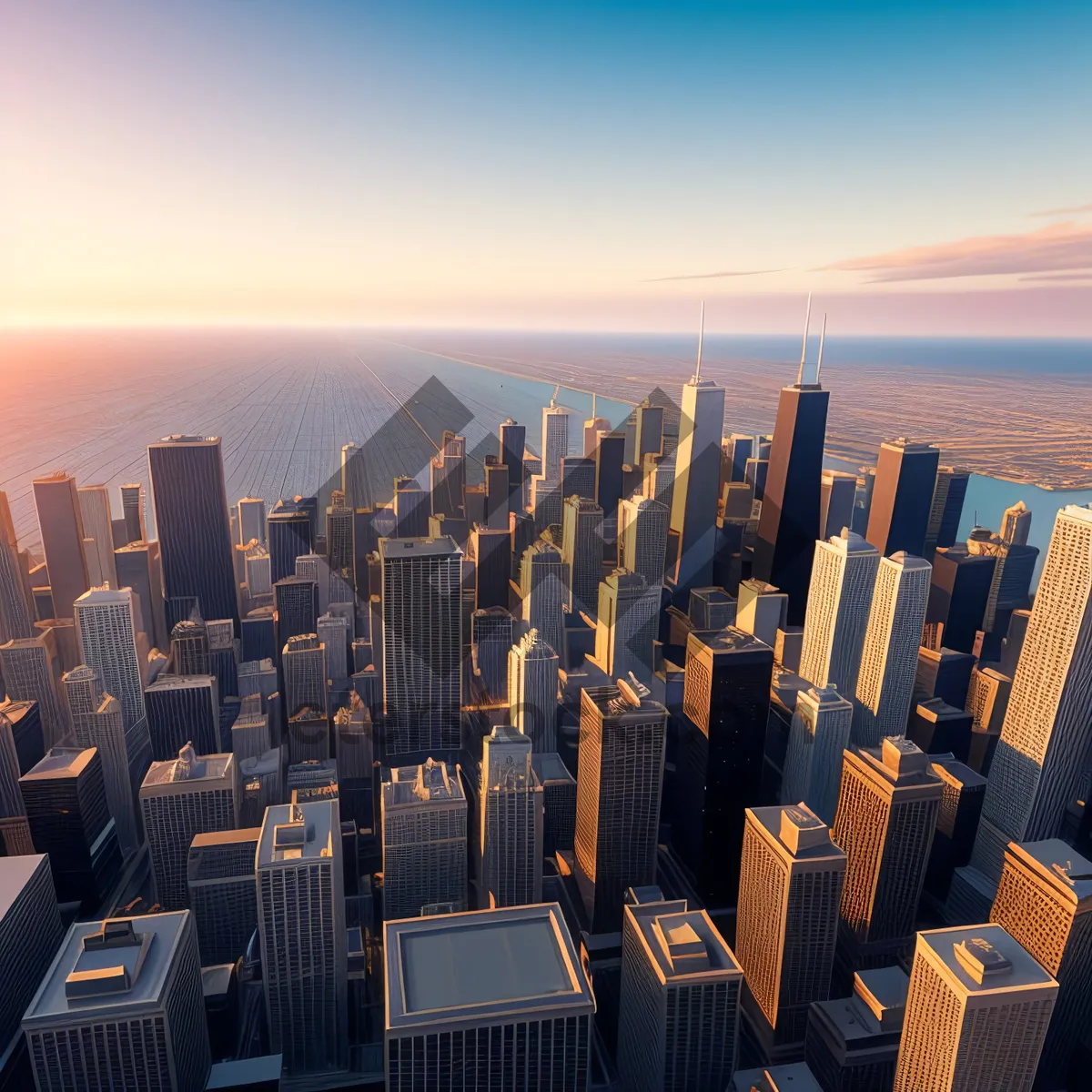 Picture of Modern urban skyline at sunset