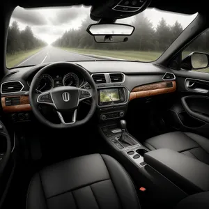 Modern Speed Control and Steering Wheel in Luxury Car