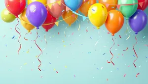 Colorful Birthday Party Decorations with Balloons and Confetti