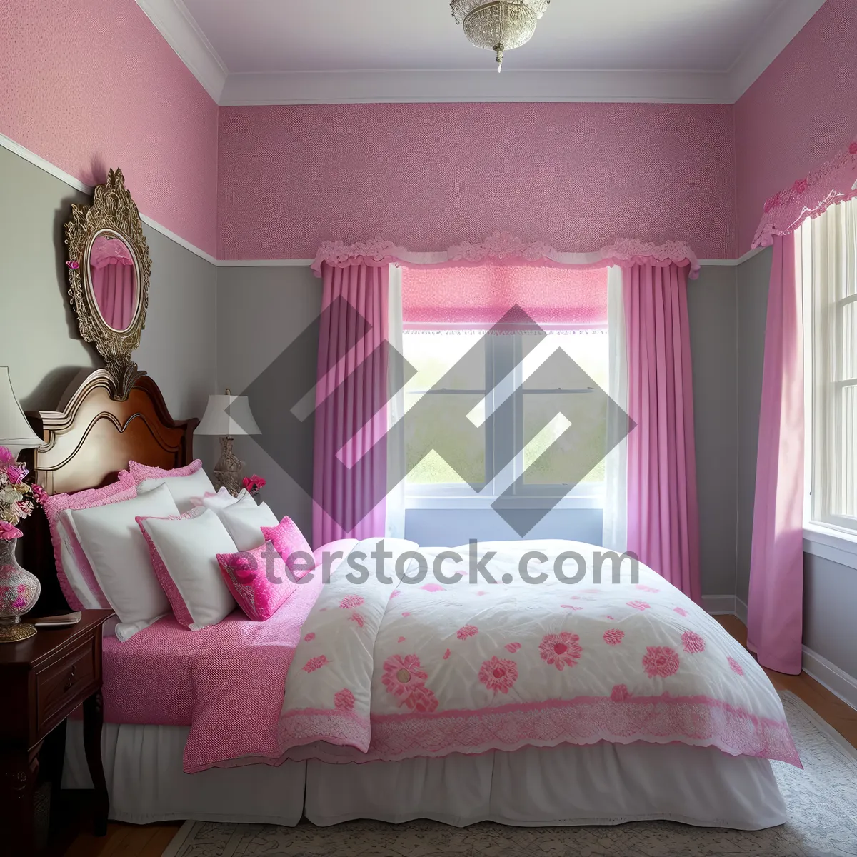 Picture of Cozy Bedroom Retreat with Modern Four-Poster Bed.