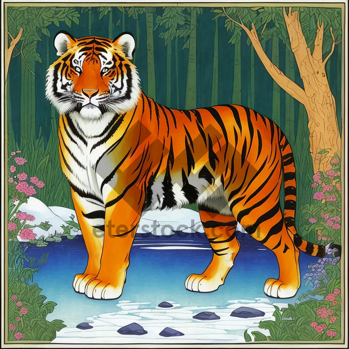 Picture of Striped Jungle Hunter: Tiger Cat in Wildlife Safari