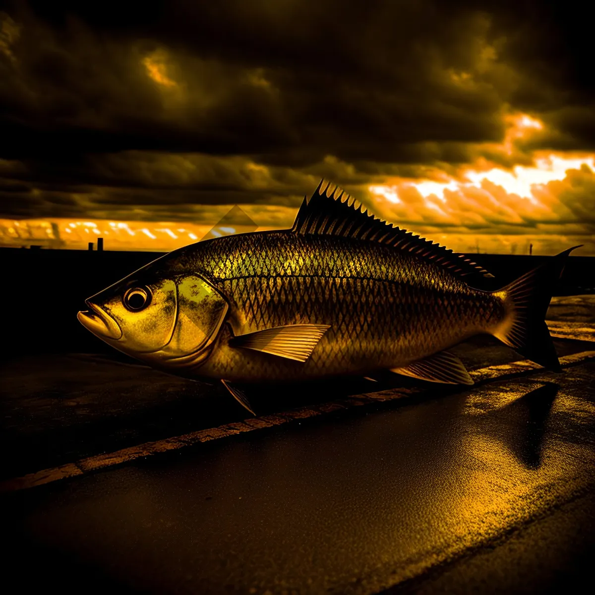 Picture of Tropical Sunset: Fishing Gear and Ocean Bounty