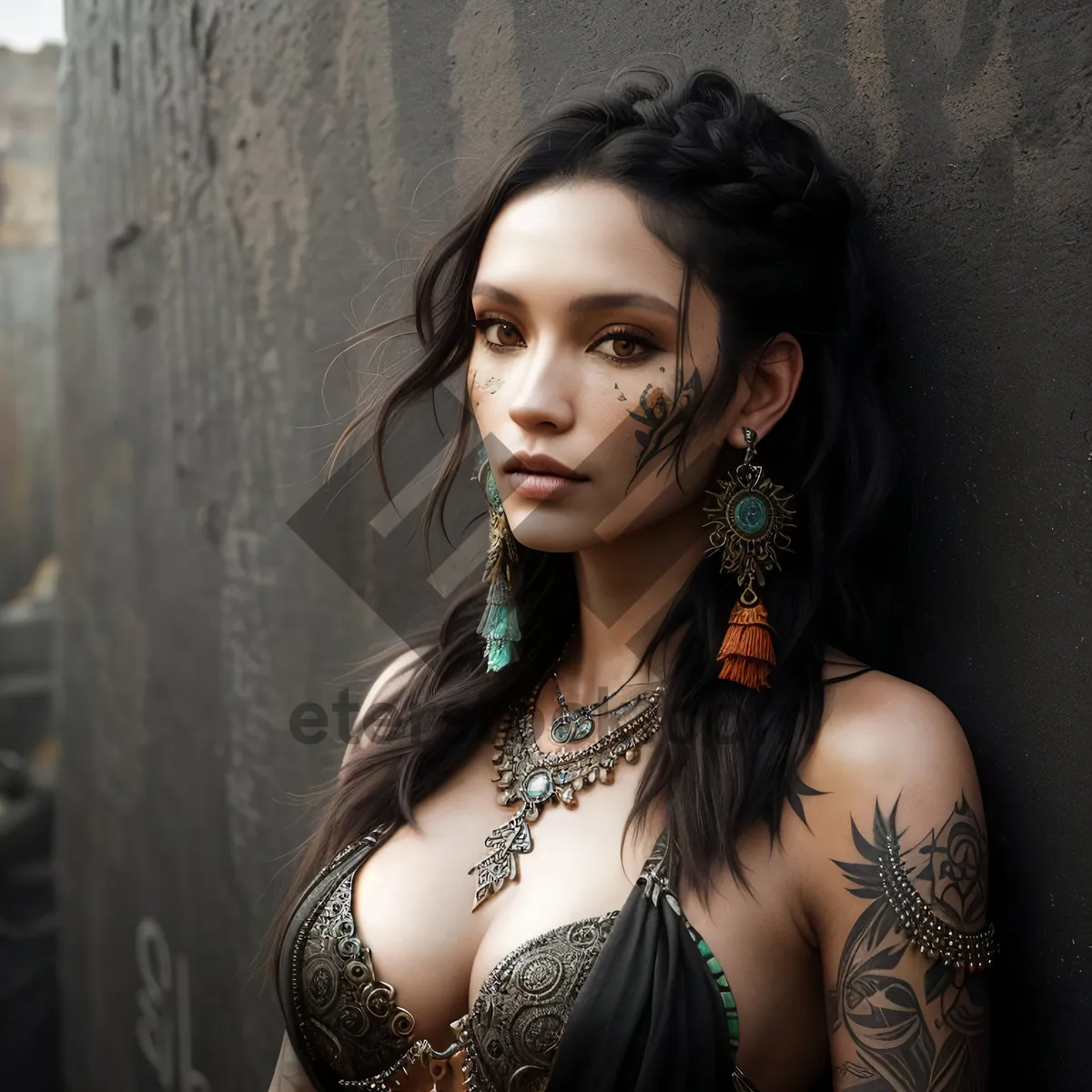 Picture of Black-haired model with stunning sensual style