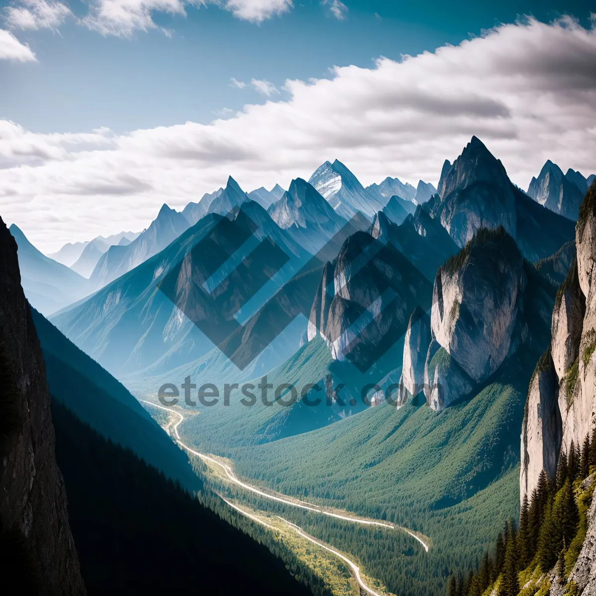 Picture of Majestic Snow-Covered Mountain Range