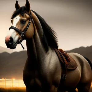 Stallion in Bridle: Majestic Thoroughbred with Halter