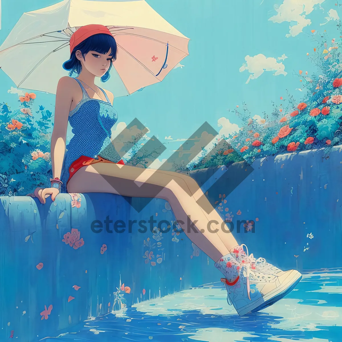 Picture of Sun-Kissed Swimmer on a Tropical Beach