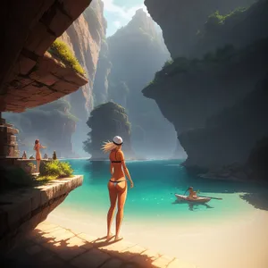 Exotic beach vacation in sexy swimsuit