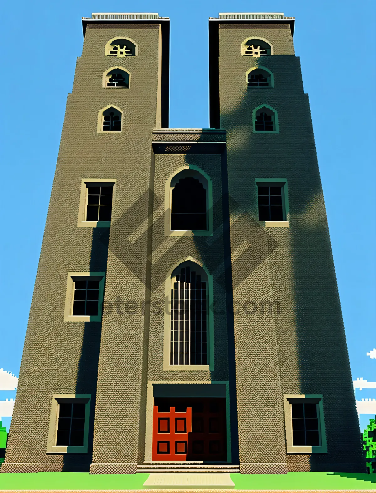 Picture of Old Church Bell Tower Against Historic Skyline