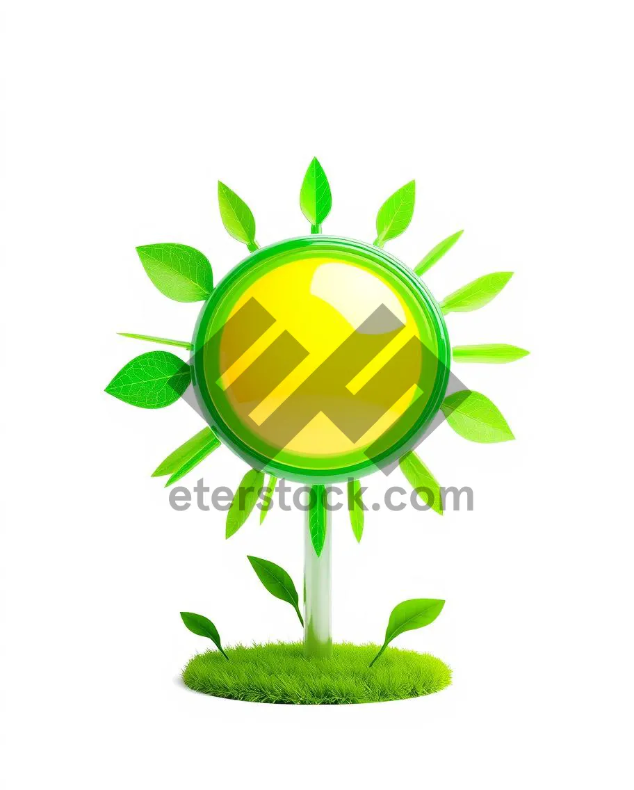 Picture of Eco-friendly icon set with tree and lotus symbol