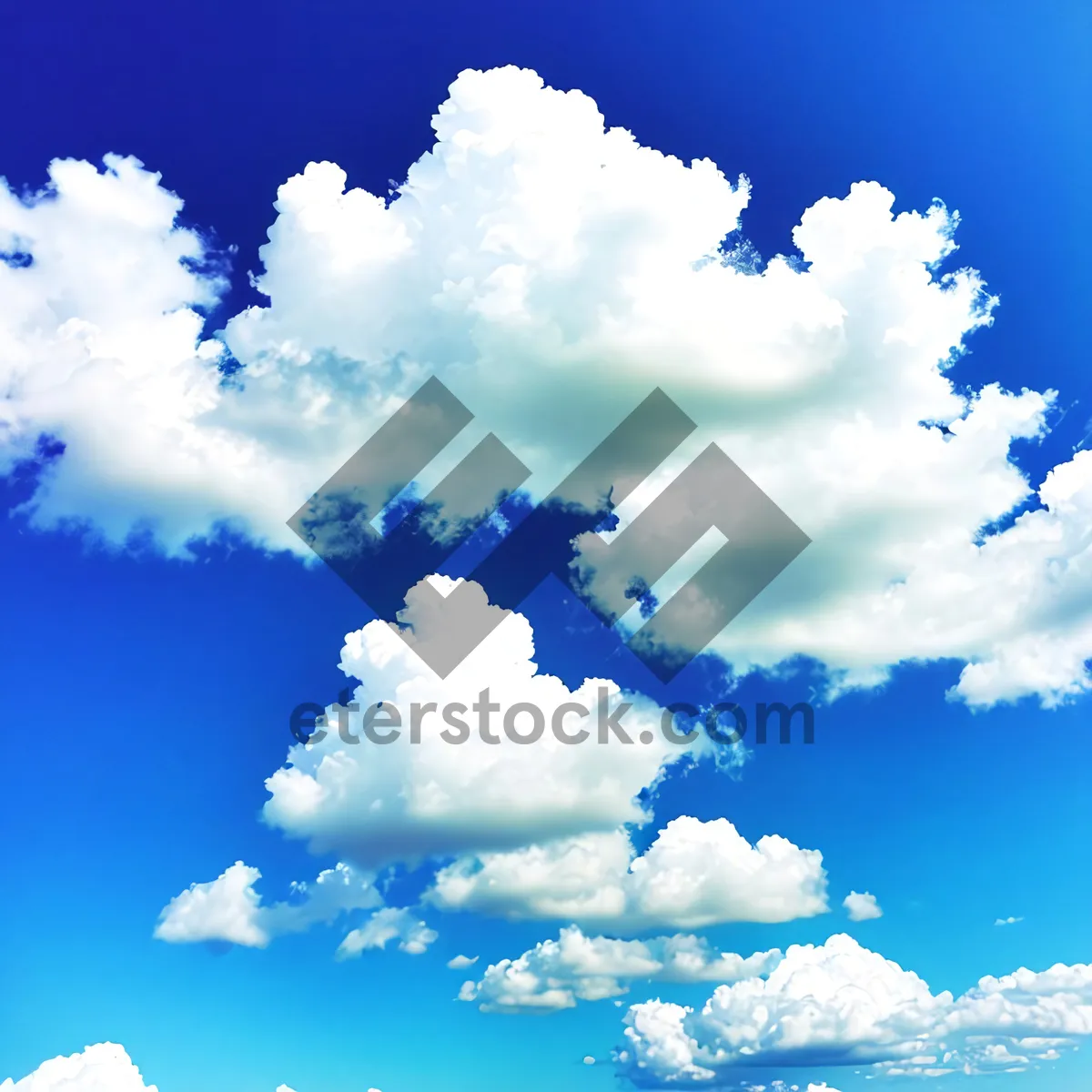 Picture of Vibrant Summer Sky with Fluffy Clouds