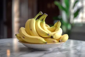 Edible fruit cup with banana and plantain flower