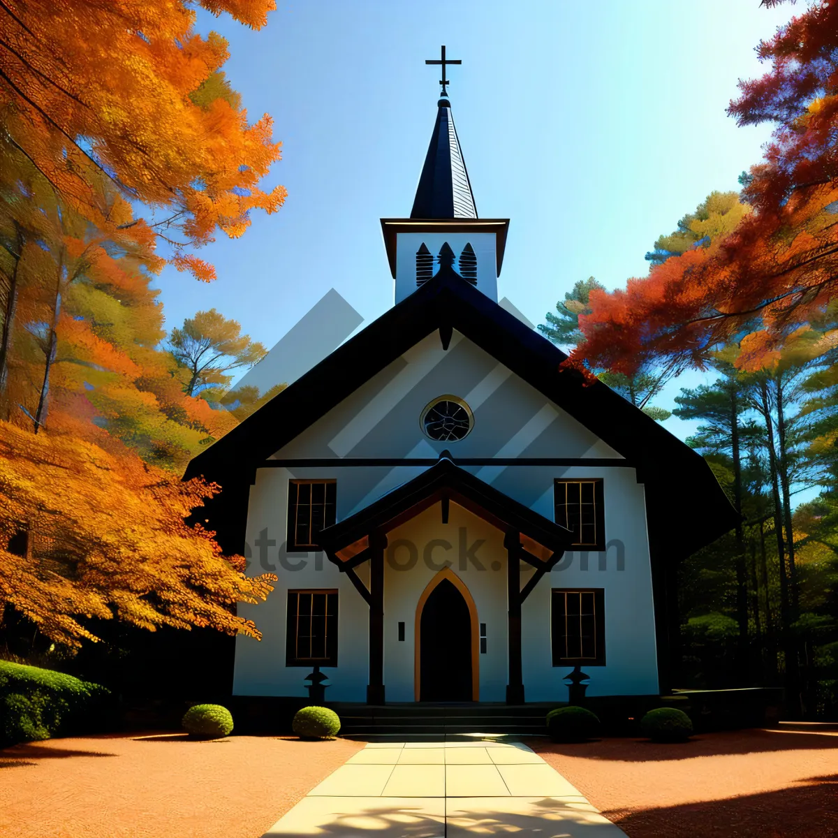 Picture of Serene Skyline: Majestic Ancient Church Tower