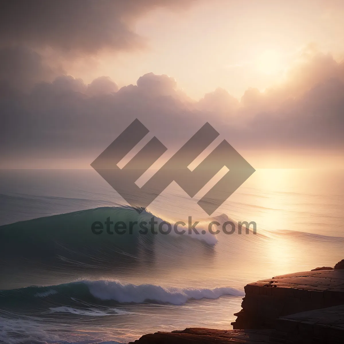 Picture of Serene Sunset Over Beach & Ocean
