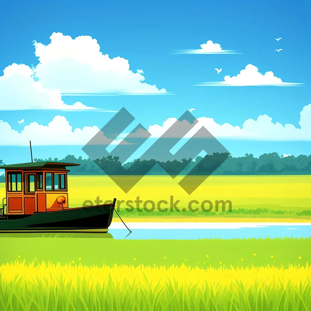 Picture of Serene Summer Wheat Field Under Clear Sky