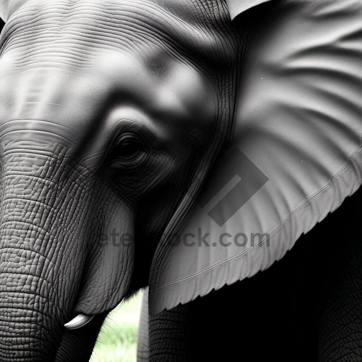 Picture of Protective Ivory Trunk: Majestic Elephant in Safari