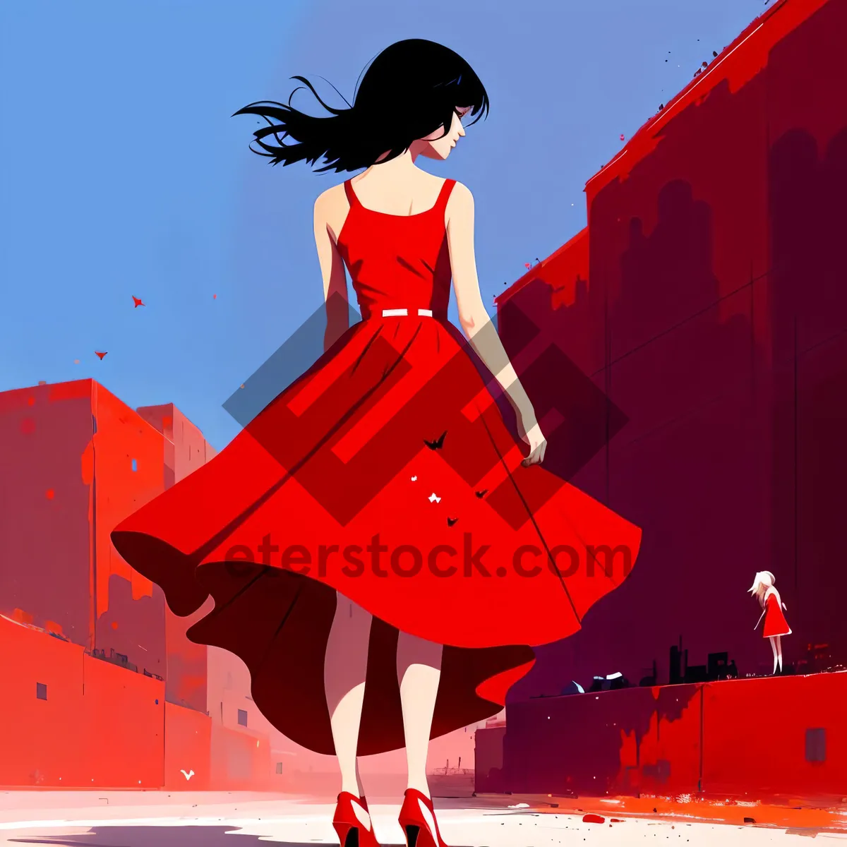 Picture of Happy Silhouette with Fashionable Shopping Bag