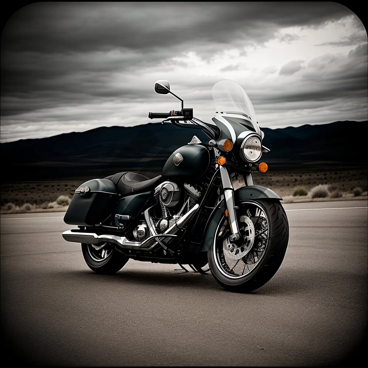 Picture of Speeding Motorbike Racing on Open Road