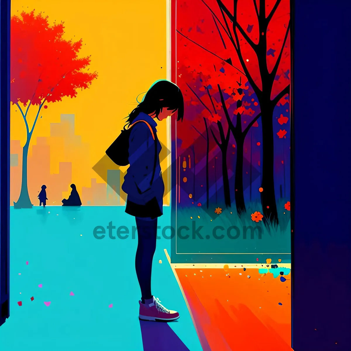Picture of Vibrant Golfer Silhouette at Sport Party