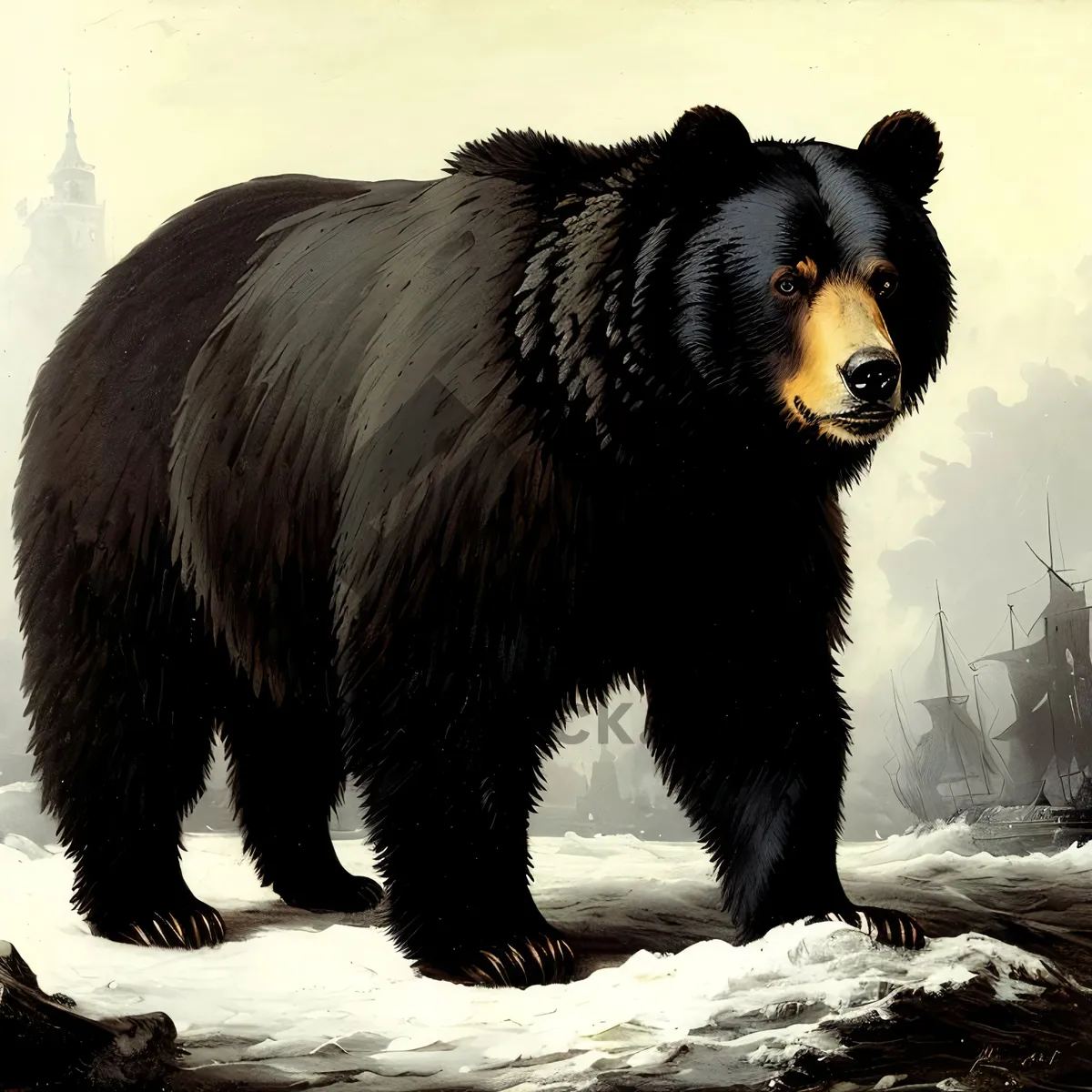 Picture of Majestic Brown Bear Roaming Wild in Menagerie