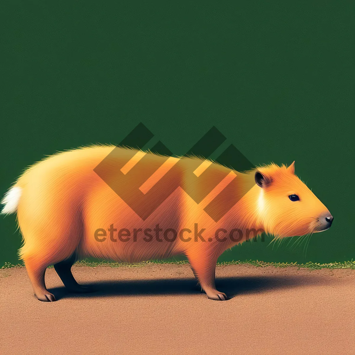 Picture of Fluffy Guinea Pig with Cute Nose and Furry Tail