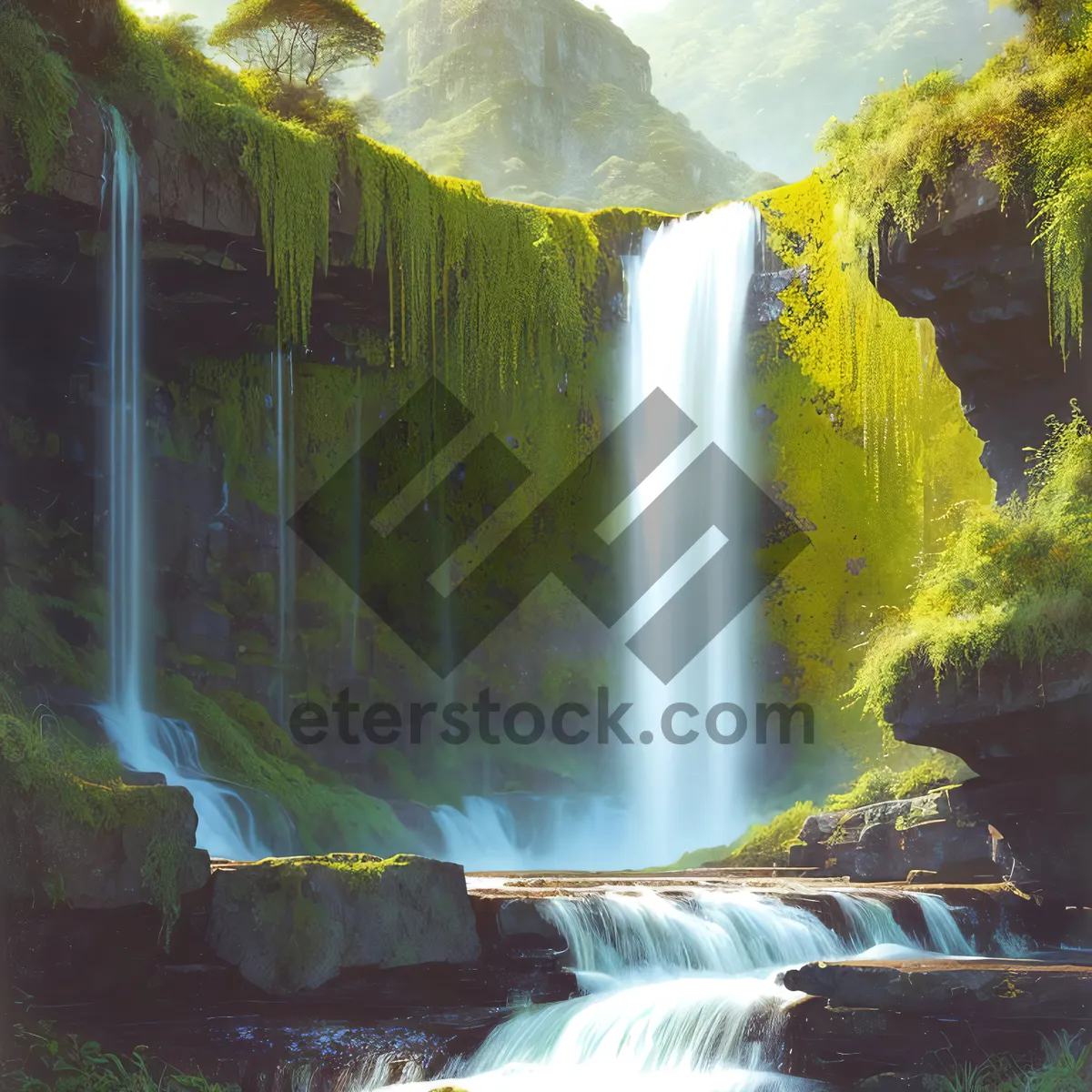 Picture of Serene Forest Cascade in Wild Wilderness