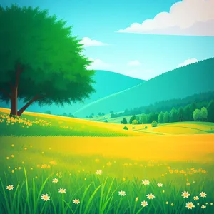 Sun-kissed meadow drenched in vibrant dandelions