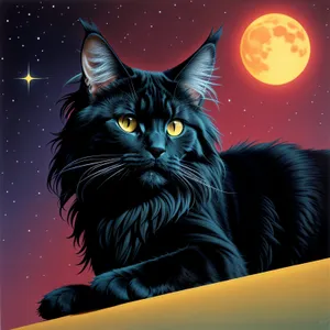 Adorable Fluffy Black Cat Portrait